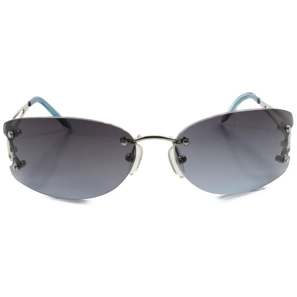 Rimless Rectangle Sunglasses Womens Upscale Slick Design Stylish Silver Frame